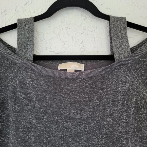Michael Michael Kors Off The Shoulder Top Womens Size M Gray Silver Metallic - Picture 3 of 11
